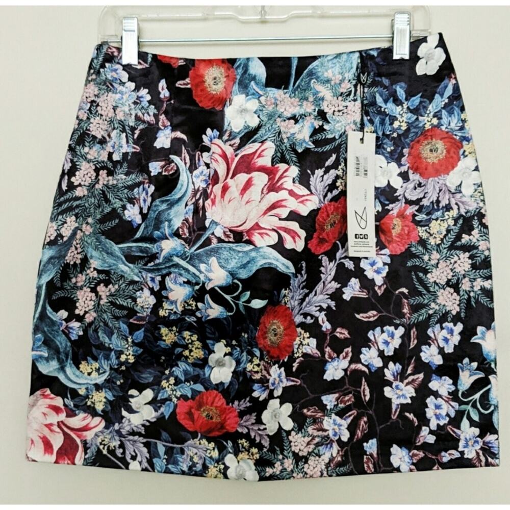 Minkpink Botanica Satin Mini Skirt Pink Red Purple Black Blue Yellow M New